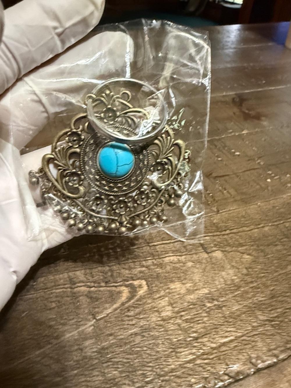 Elegant Turquoise and Bronze Chandelier keychain